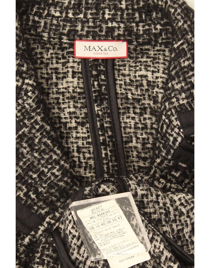Max & Co. Womens 2 Button Blazer Jacket UK 10 Small Grey Check Wool