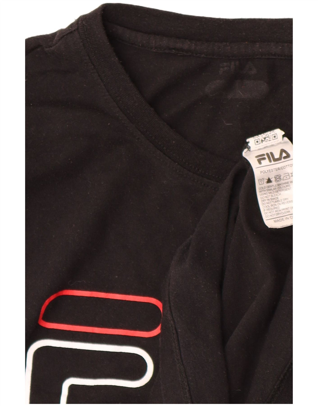 Fila Mens Graphic T-Shirt Top Medium Black Polyester