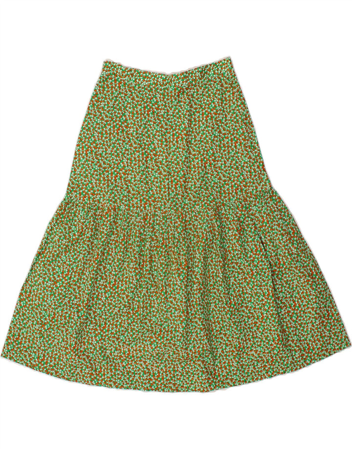 VINTAGE Womens Abstract Pattern Tiered Skirt W24 XS Green Vintage Vintage and Second-Hand Vintage from Messina Hembry 