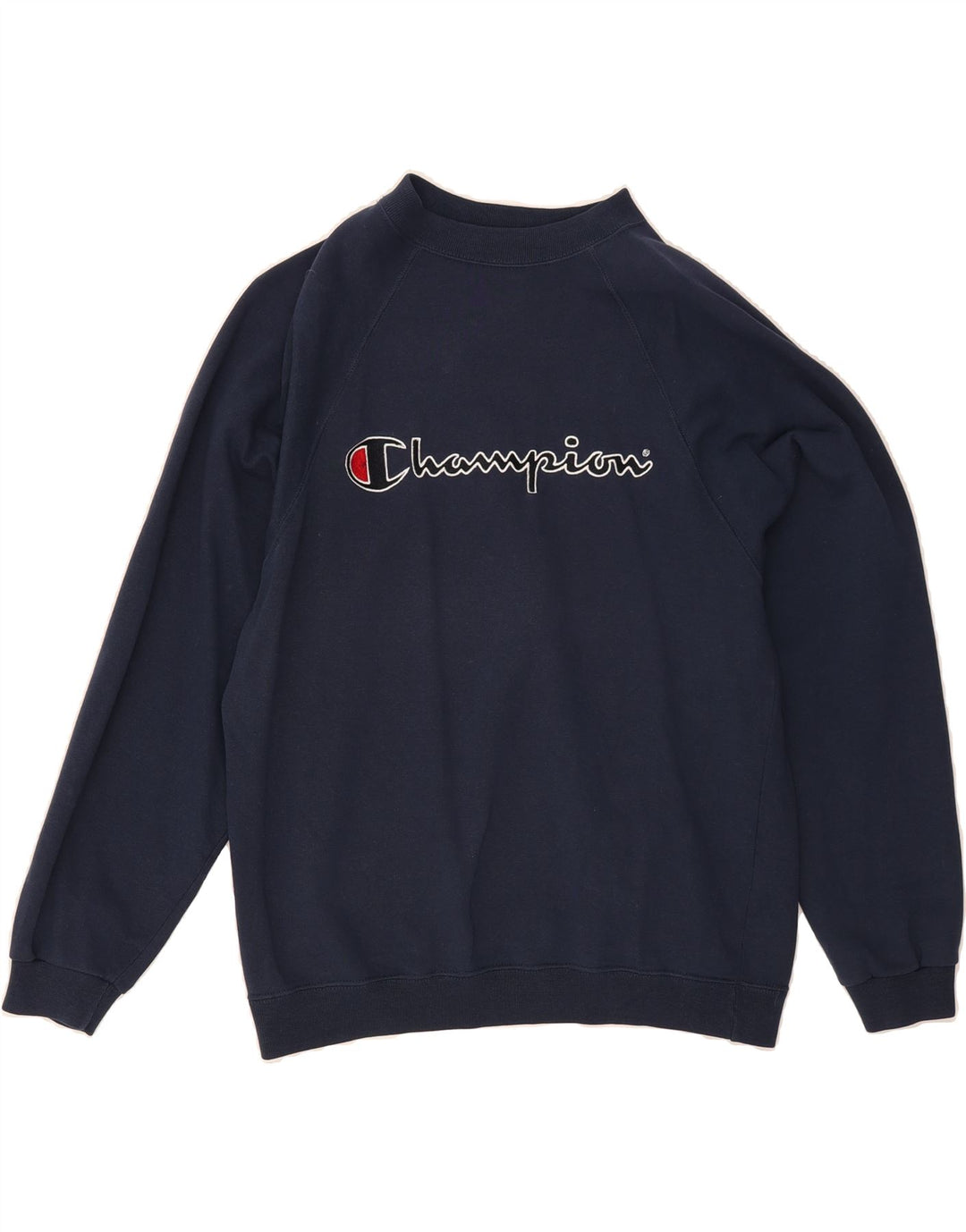 CHAMPION Mens Graphic Sweatshirt Jumper Small Navy Blue Vintage Champion and Second-Hand Champion from Messina Hembry 