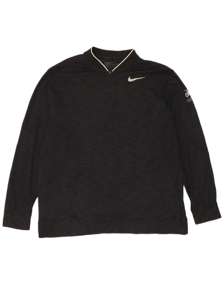 Мужской пуловер с воротником на молнии Nike Dri Fit 2XL, черный в крапинку