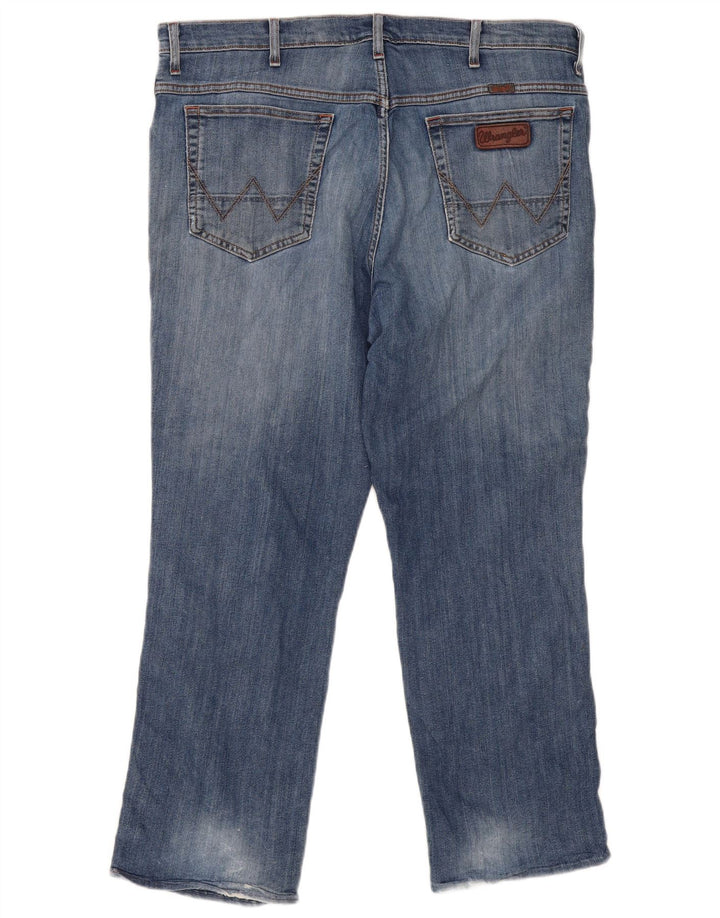 Wrangler Mens Distressed Straight Jeans W38 L27 Blue