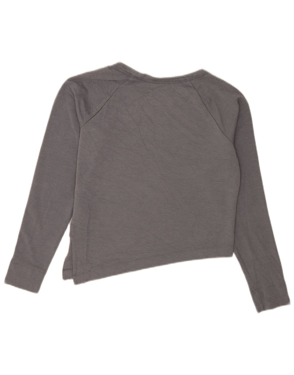 Nike Dame Crop Grafisk Top Langærmet UK 8 Small Grey Viscose Sports