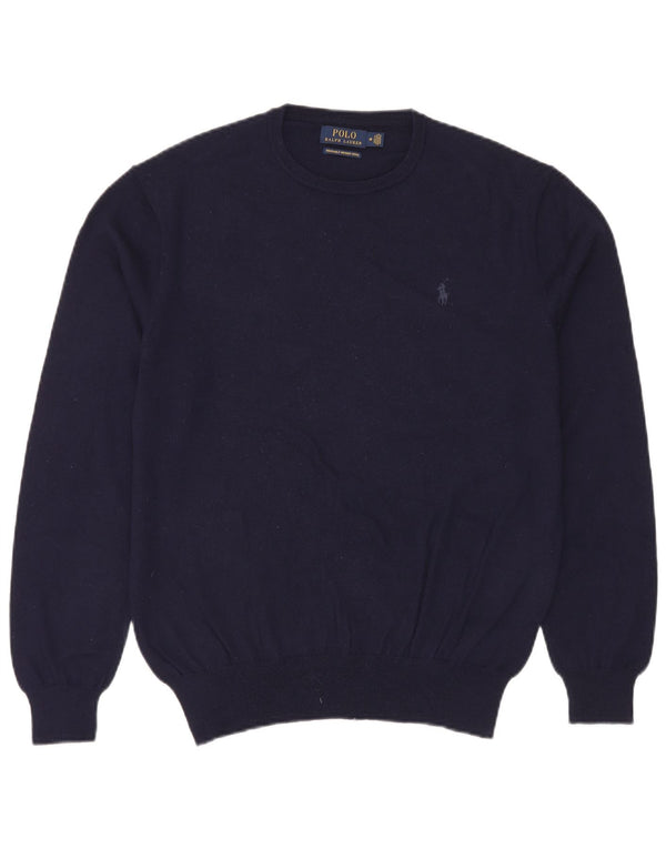 Polo Ralph Lauren Herre Crew Neck Jumper Sweater Medium Navy Blue Uld