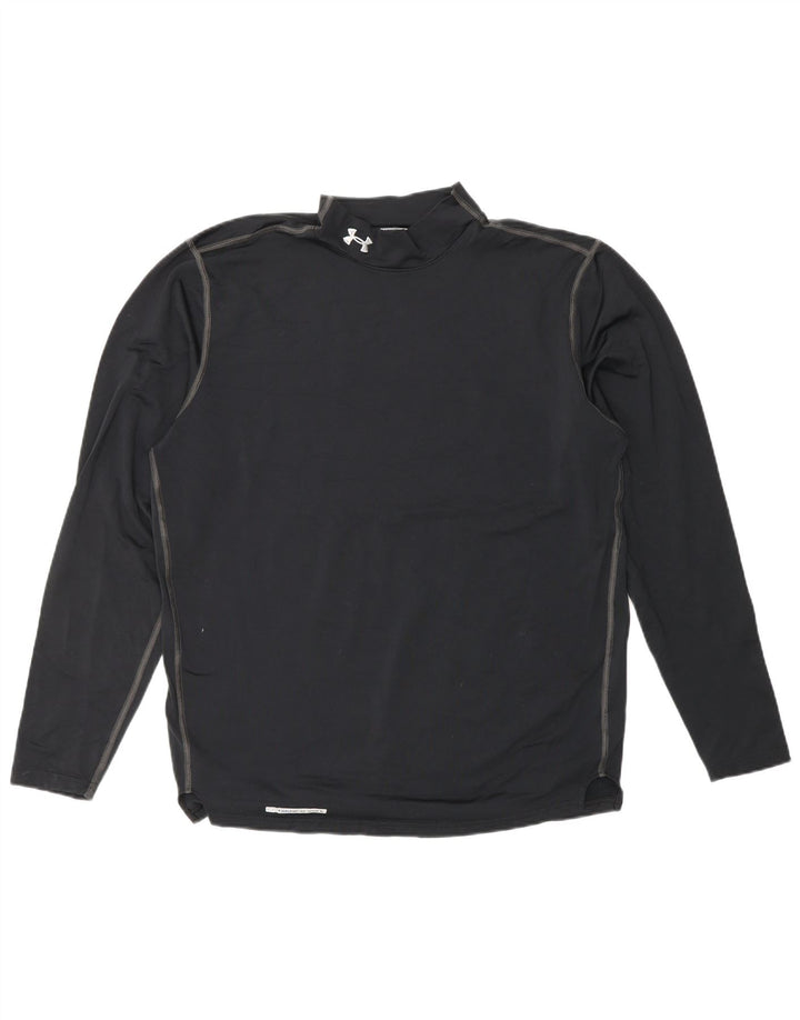 UNDER ARMOUR Mens Cold Gear Top Long Sleeve Large Black Polyester