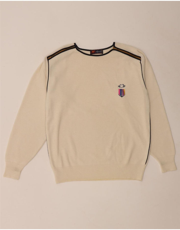 Il Granchio Mens Crew Neck Jumper Sweater Medium Off White Wool