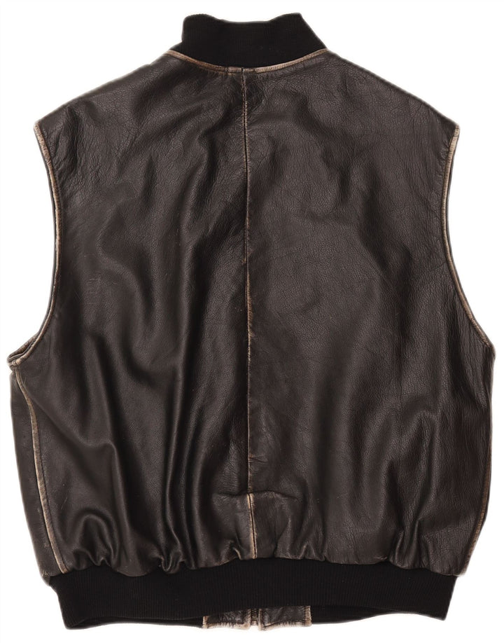 CONBIPEL Womens Leather Gilet UK 18 XL Black Leather