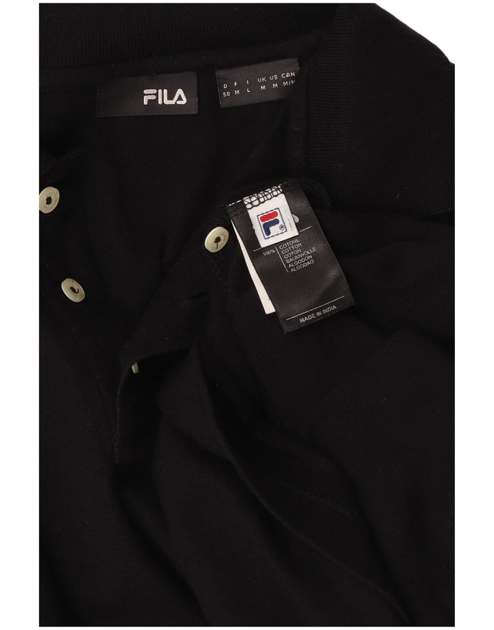 Fila Mens Long Sleeve Polo Shirt Medium Black Cotton