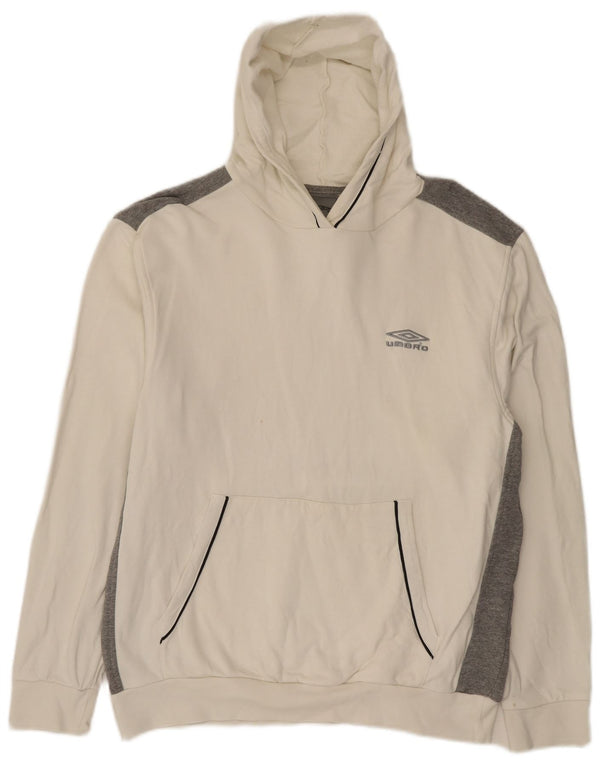 Umbro Mens Hoodie Jumper 2XL Off White Colourblock Cotton
