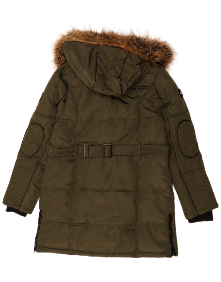 Norwegen Wattierte Damenjacke mit Kapuze, UK 16, Größe L, Khaki, Polyester