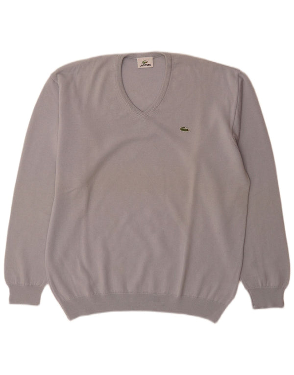 Lacoste Herre V-hals sweater str. 5 Large Blue Virgin Wool
