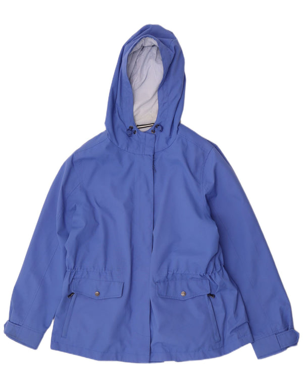 Crew Clothing Giacca antipioggia con cappuccio da donna UK 16 Large Blu Poliestere
