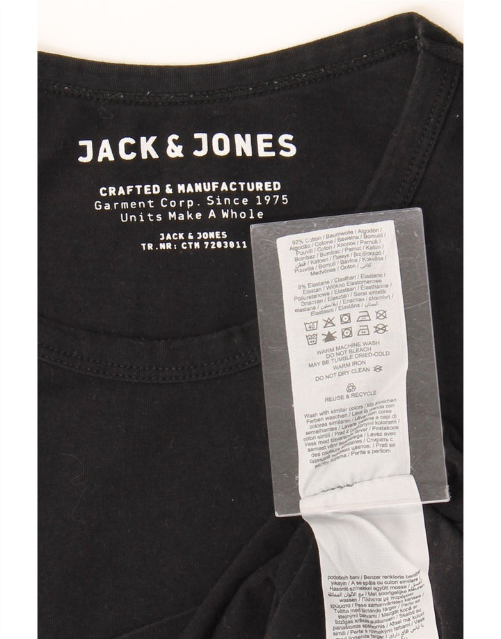 JACK & JONES Mens T-Shirt Top Medium Black Cotton