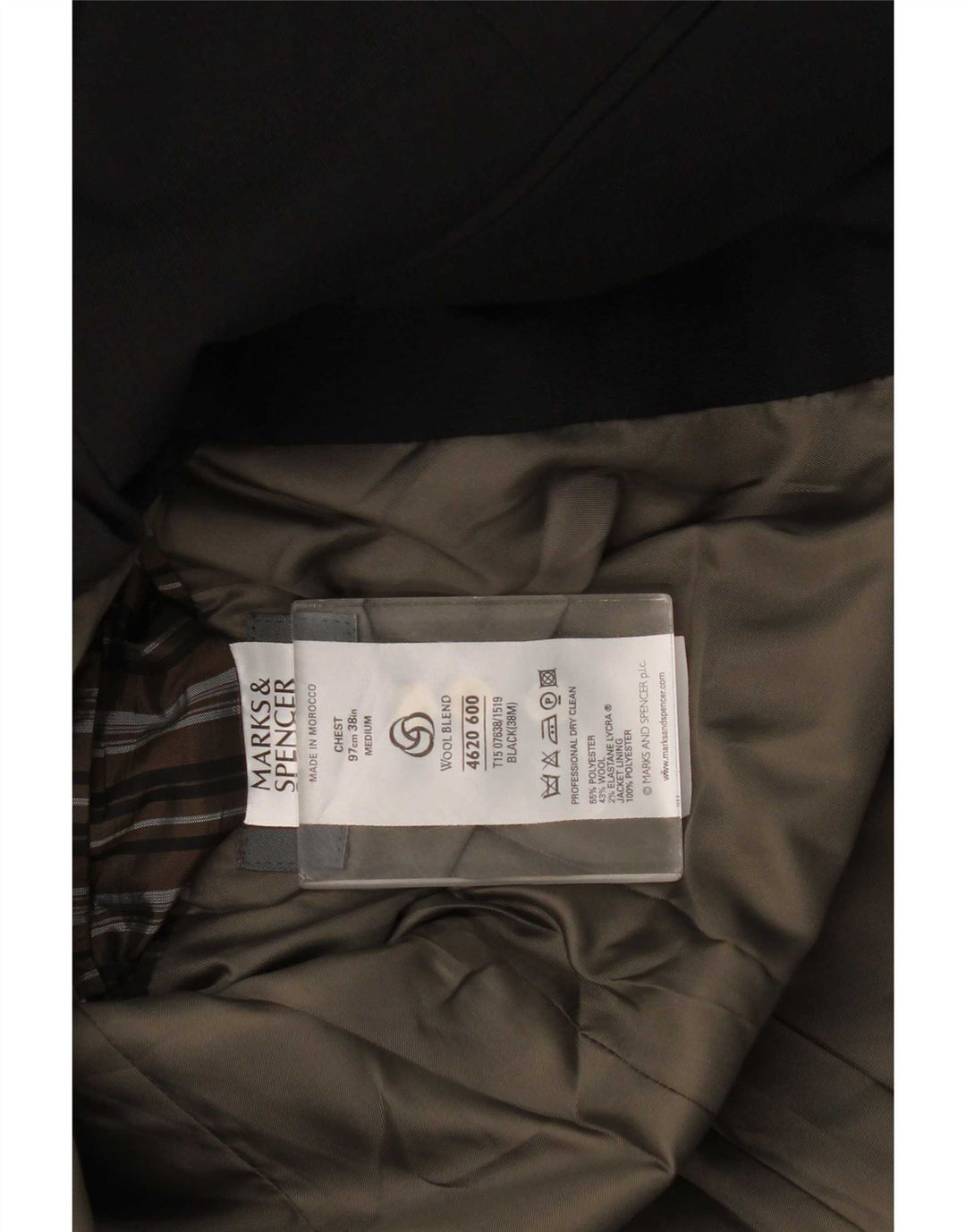 Marks & Spencer Mens 3 Button Blazer Jacket UK 38 Medium Black Polyester