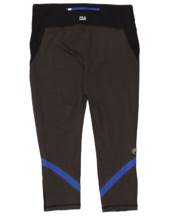 Fila Womens Capri Leggings UK 14 Medium  Black Colourblock Polyester
