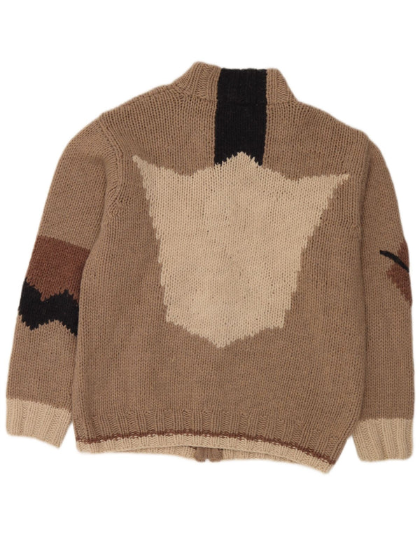 Cárdigan con cremallera completa para hombre Fatto a Mano Large Beige Lana color block
