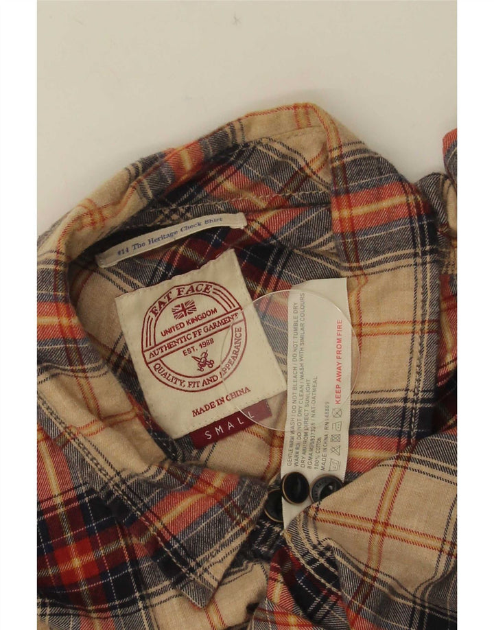 Fat Face Mens Flannel Shirt Small Beige Check Cotton
