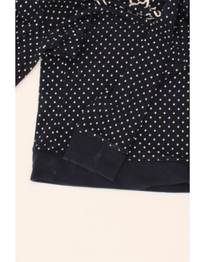 PENGUIN Womens Graphic Sweatshirt Jumper UK 14 Medium Navy Blue Polka Dot Vintage Penguin and Second-Hand Penguin from Messina Hembry 