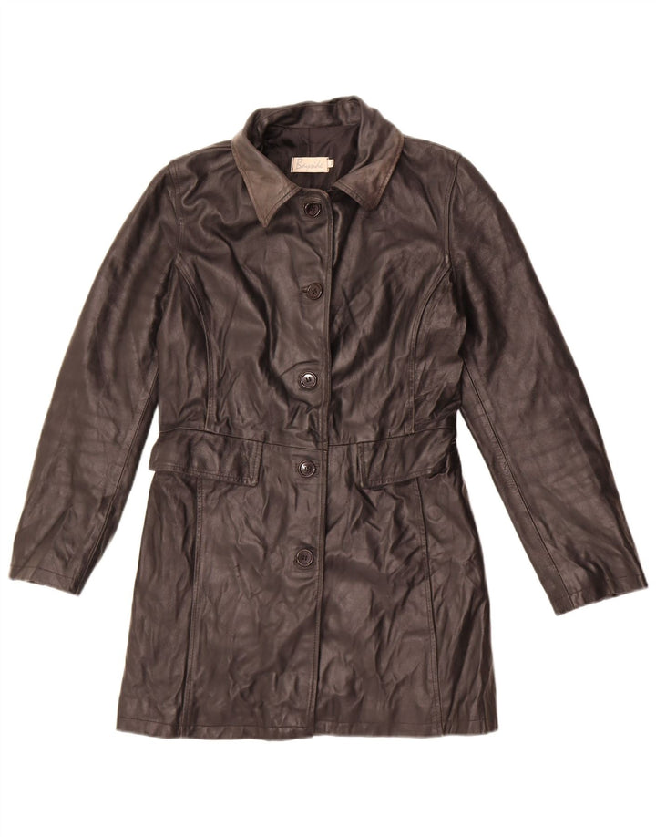 Bayside Womens Leather Coat UK 12 Medium Black Leather
