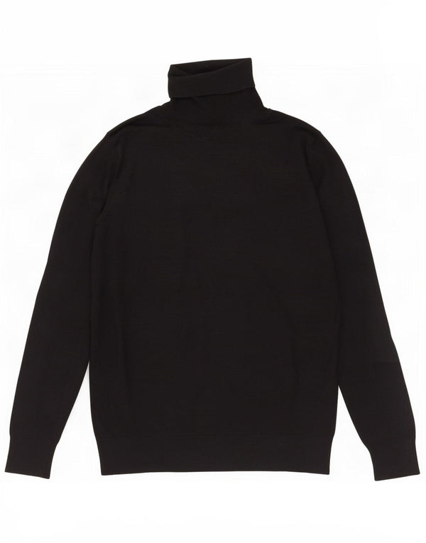 Massimo Dutti Womens Roll Neck Jumper Sweater UK 14 Large Black Silk
