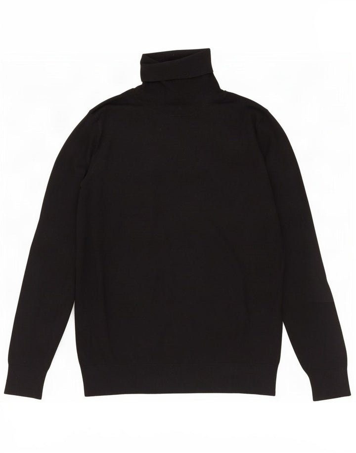 Massimo Dutti Womens Roll Neck Jumper Sweater UK 14 Large Black Silk