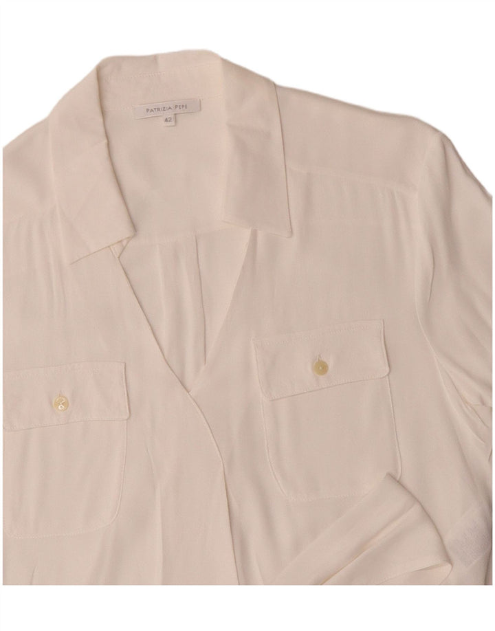 Patrizia Pepe Womens Front Tie Short Sleeve Shirt Blouse IT 42 Medium White