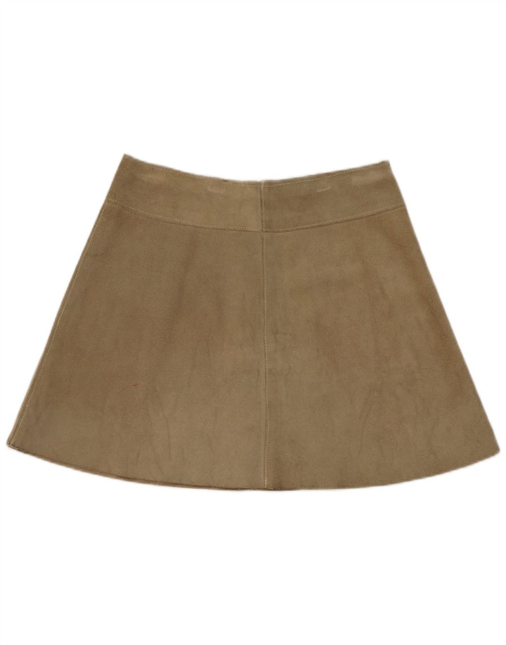 Vintage Γυναικεία Mini Suede Φούστα W28 Medium Khaki Leather