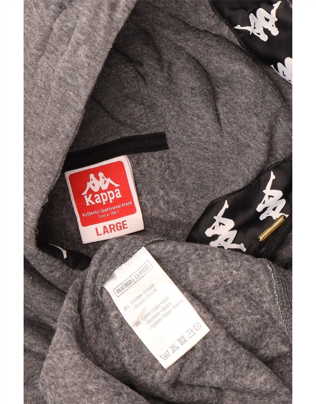 Kappa Mens Graphic Hoodie Jumper Large Grey Polyester