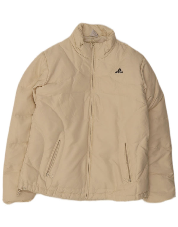 Jaqueta acolchoada feminina Adidas UK 16 grande poliéster branco