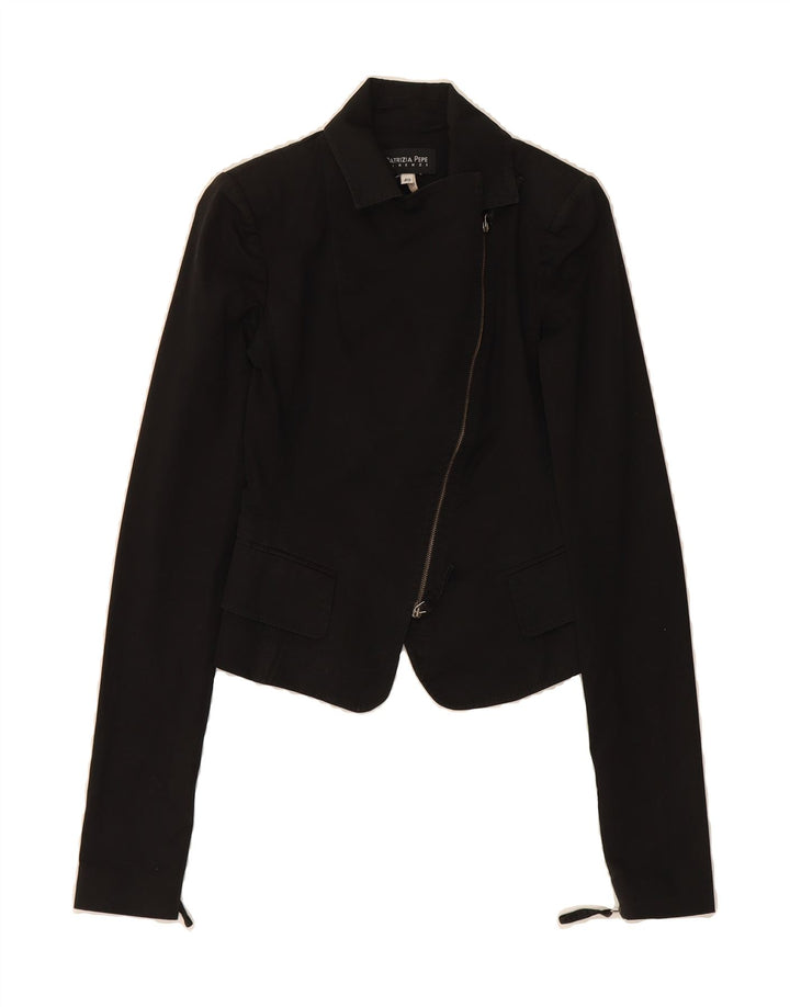 PATRIZIA PEPE Womens Crop Blazer Jacket IT 40 Small Black Vintage Patrizia Pepe and Second-Hand Patrizia Pepe from Messina Hembry 