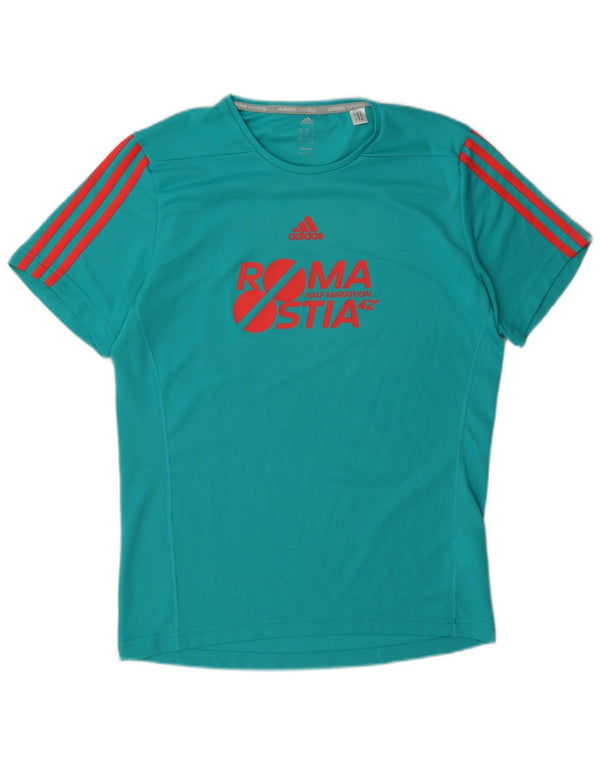 Adidas Mens Climalite Graphic T-Shirt Top Small Turquoise Polyester