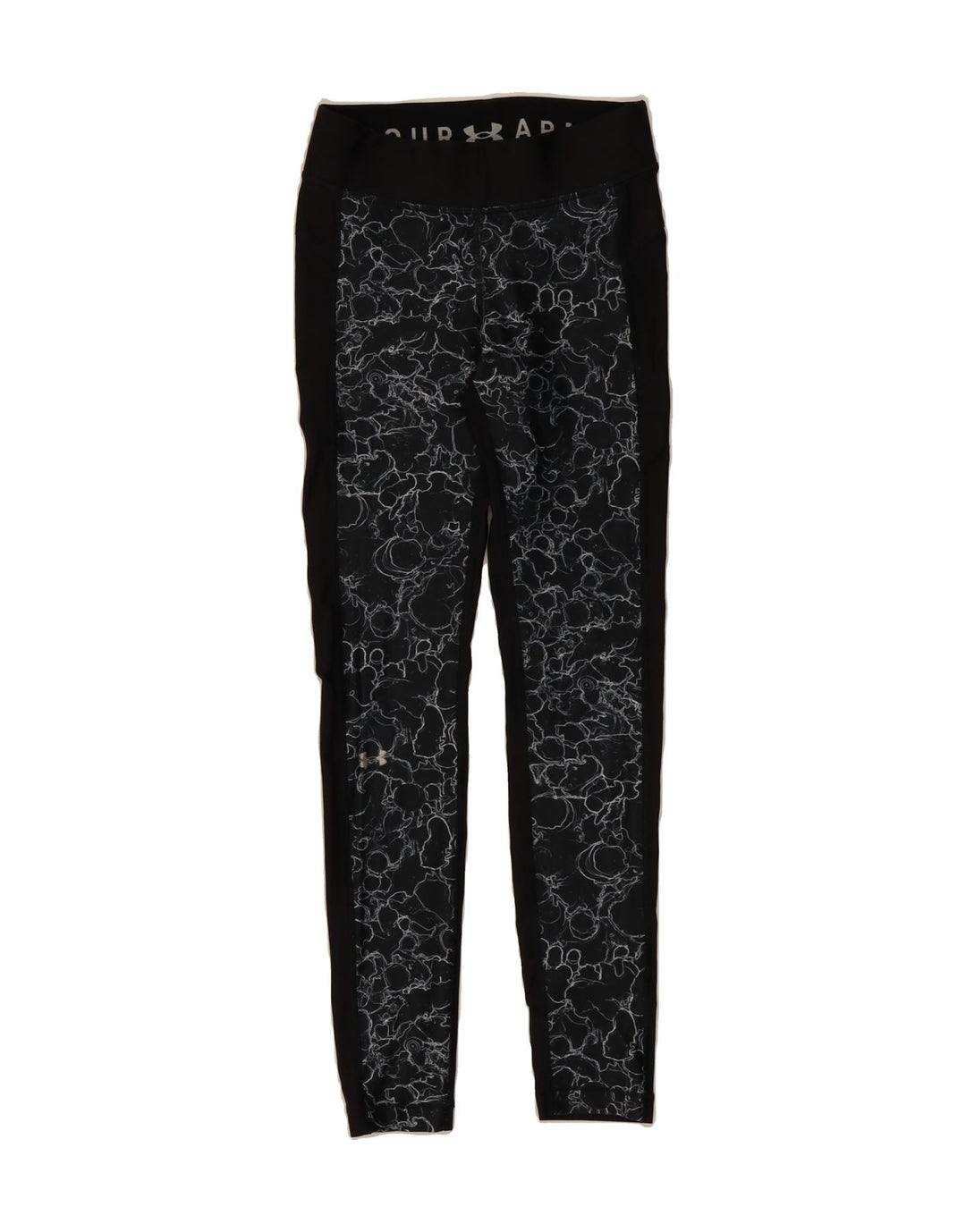 UNDER ARMOUR Womens Heat Gear Abstract Pattern Leggings UK 8 Small  Black Vintage Under Armour and Second-Hand Under Armour from Messina Hembry 