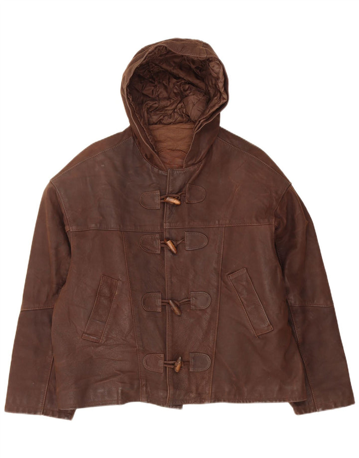 Bracci Veste en cuir à capuche pour homme UK 38 Marron moyen