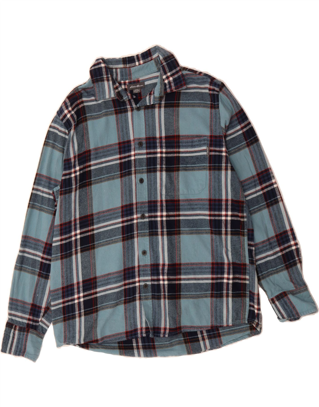 EDDIE BAUER Mens Flannel Shirt Large Blue Check Cotton Vintage Eddie Bauer and Second-Hand Eddie Bauer from Messina Hembry 