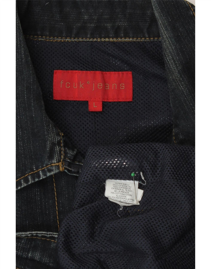 Fcuk Mens Denim Jacket UK 40 Large Navy Blue Cotton