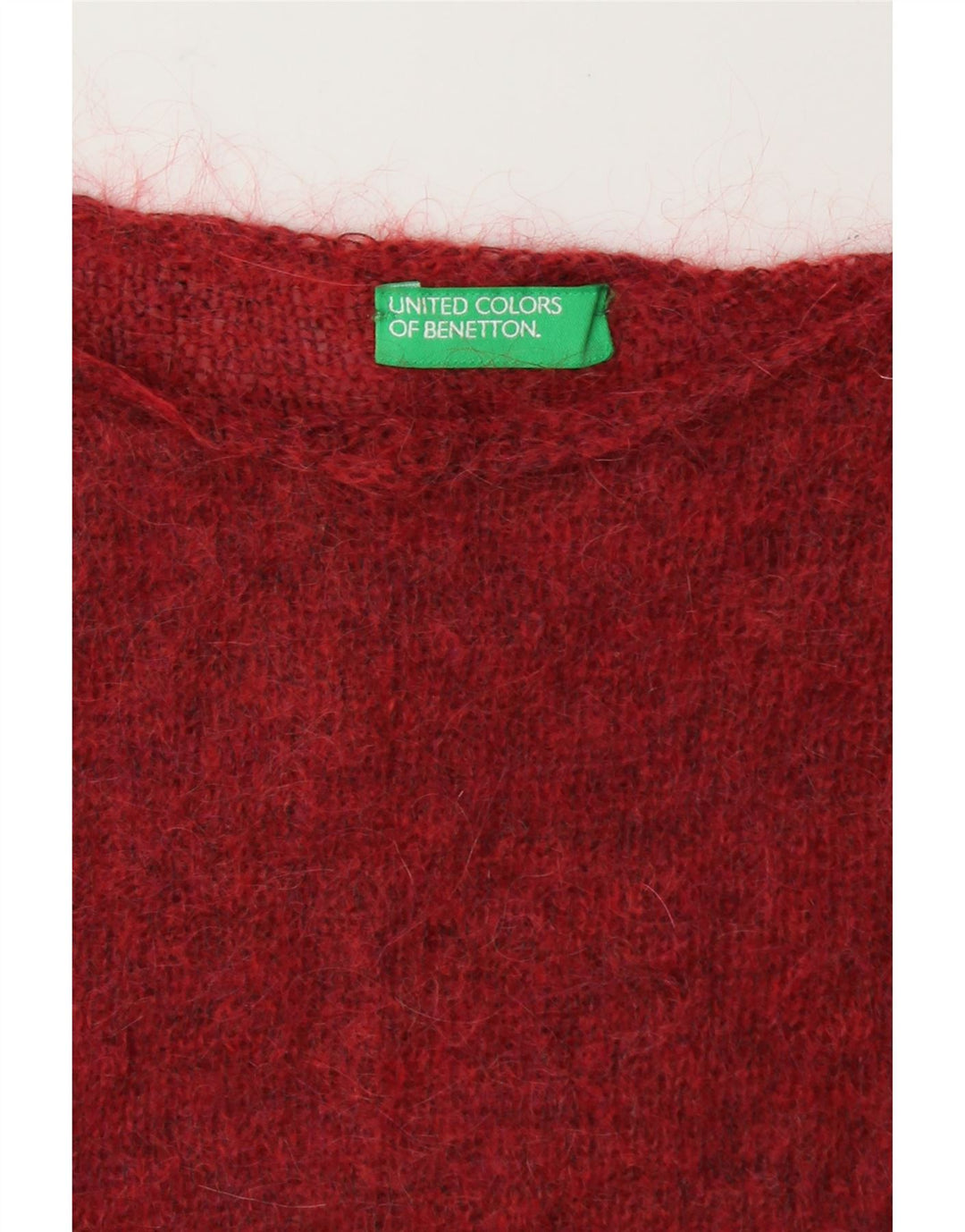 BENETTON Womens Boat Neck Jumper Sweater UK 14 Medium Red Vintage Benetton and Second-Hand Benetton from Messina Hembry 