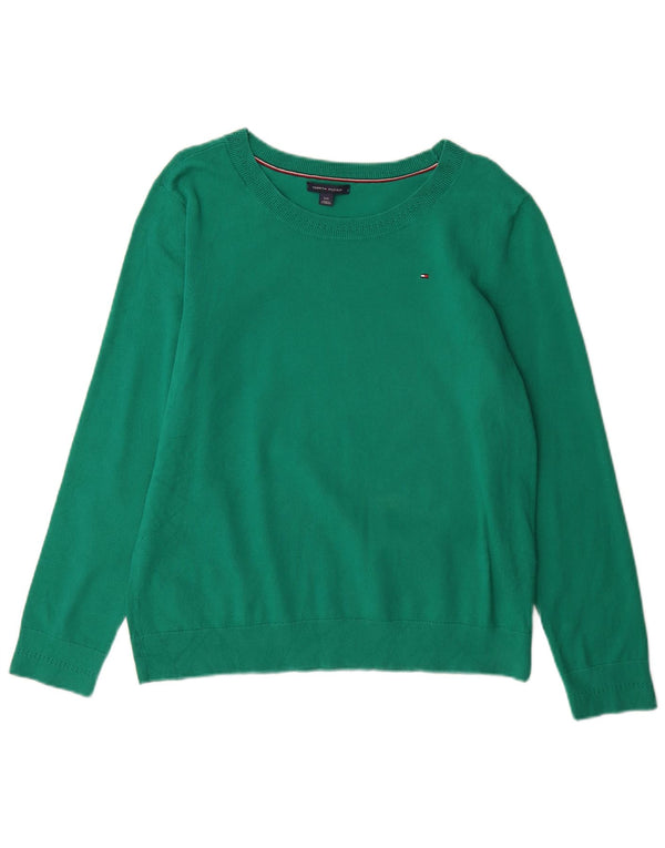 Damski sweter Tommy Hilfiger z dekoltem w łódkę, UK 16, duży, zielony, bawełniany