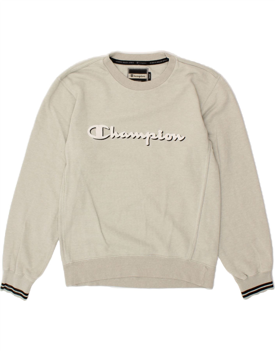 CHAMPION Mens Graphic Sweatshirt Jumper Small Grey Cotton Vintage Champion and Second-Hand Champion from Messina Hembry 