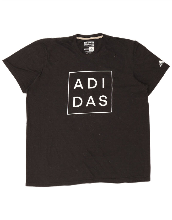 ADIDAS Mens Graphic T-Shirt Top 2XL Black Polyester