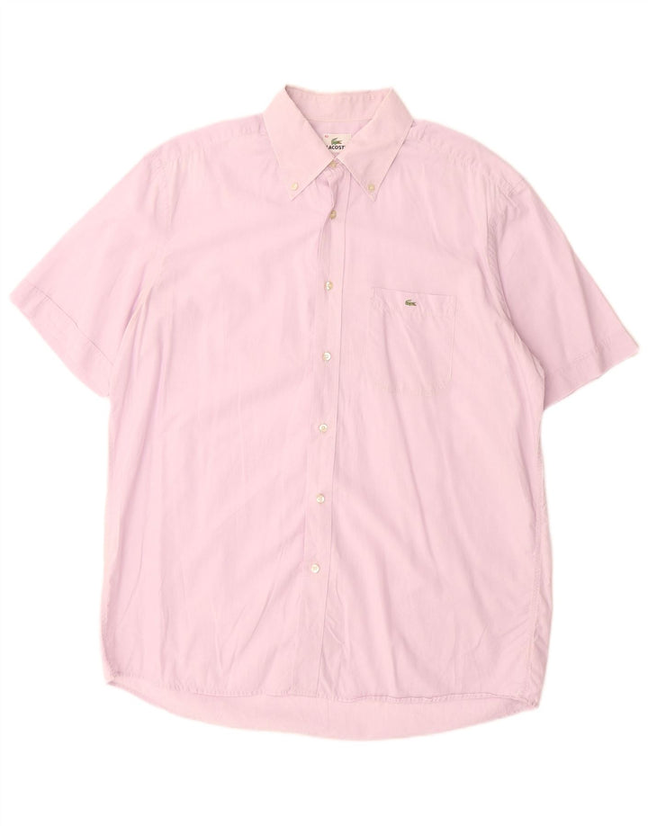 LACOSTE Mens Short Sleeve Shirt Size 43 XL Pink