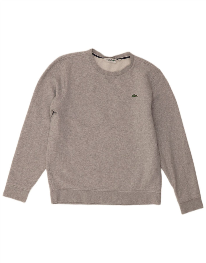 Lacoste Herre Sweatshirt Jumper Størrelse 4 Medium Grå Flecked Bomuld
