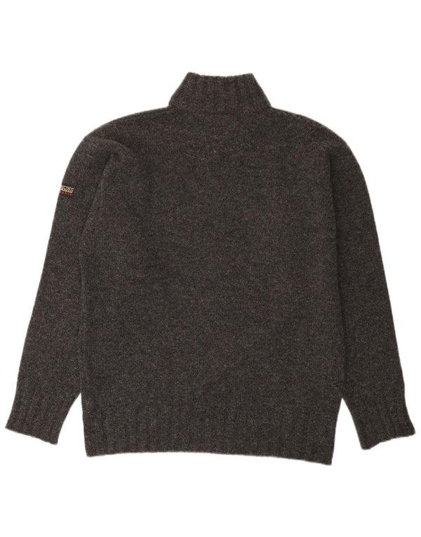 Napapijri Mens Geographic Zip Neck Jumper Sweater Small Grey Wool
