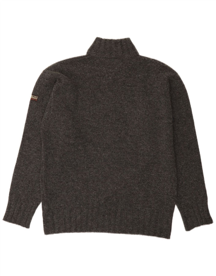 Napapijri Mens Geographic Zip Neck Jumper Sweater Small Grey Wool