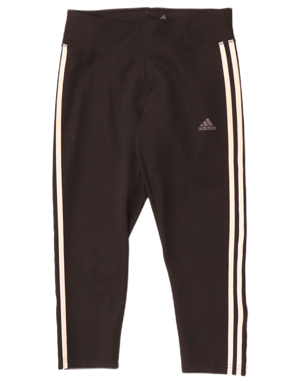 Adidas Damen Capri-Leggings UK 8/10 Small Schwarz Polyester Sport