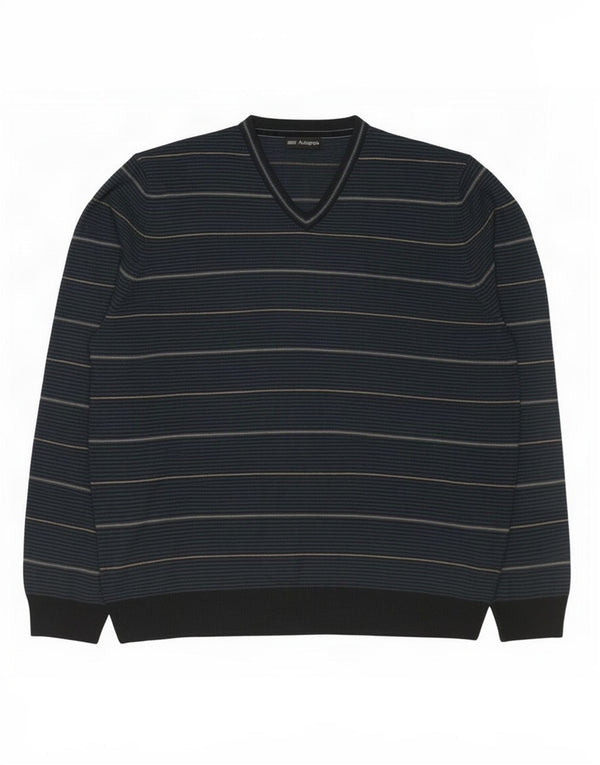 Maglione da uomo con scollo a V Marks & Spencer 2XL Acrilico a strisce blu navy
