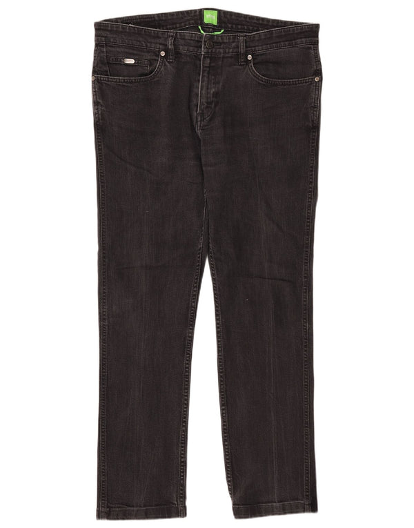 Hugo Boss Mens Straight Jeans W36 L28 Grey Cotton