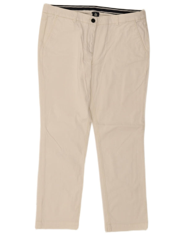 Marina Yachting Dame Straight Cropped Trousers IT 48 XL W34 L23 Hvid