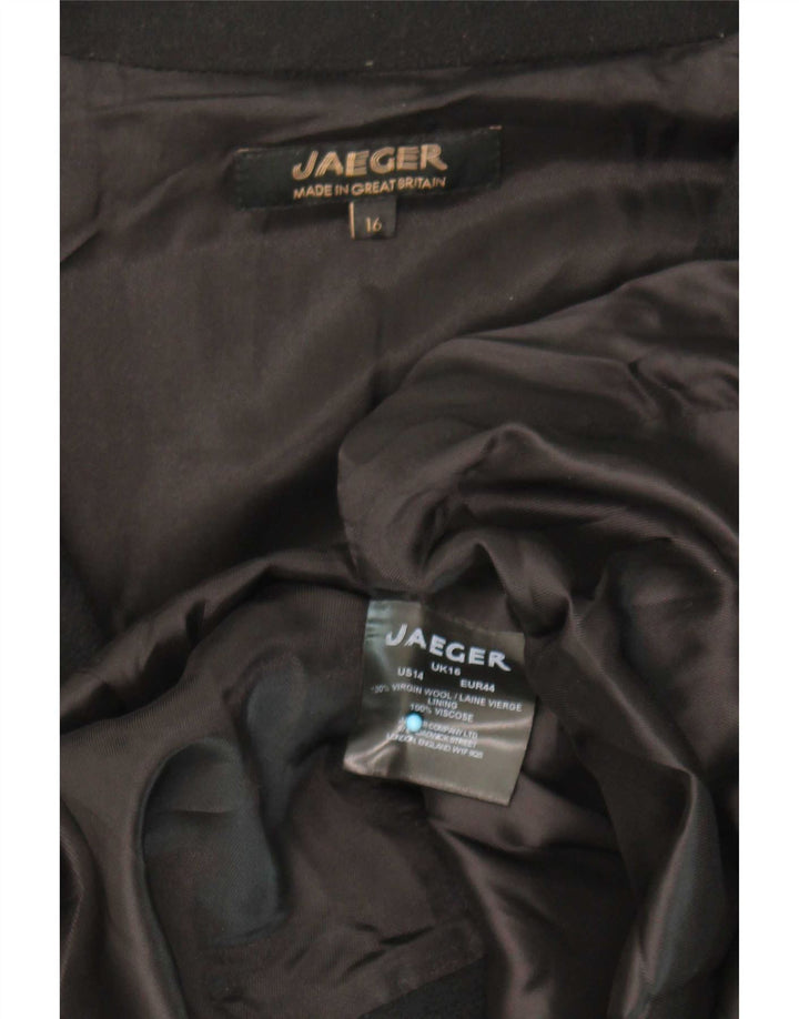 Jaeger Γυναικείο Ανοιχτό Παλτό UK 16 Large Black Wool
