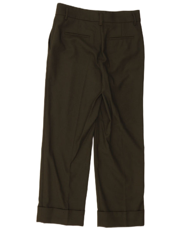 Massimo Dutti Damen gerade Anzughose EU 38 Small W28 L27 Khaki Wolle