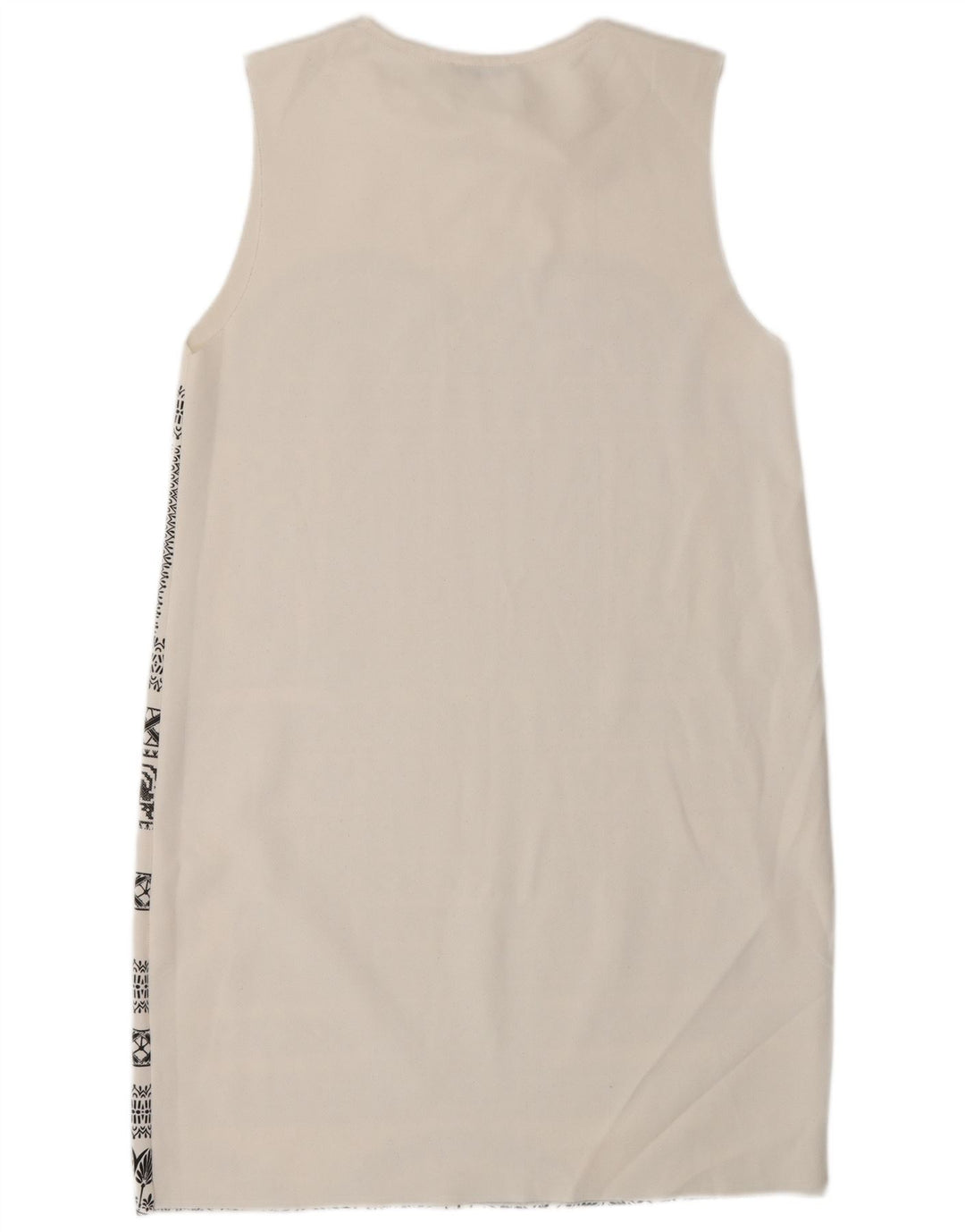 Zara Robe droite sans manches pour femme UK 12 Medium Blanc Géométrique